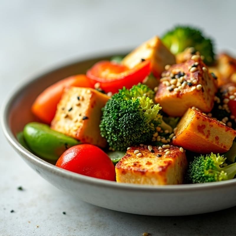 Crispy Sesame Tofu Stir-Fry with Fresh Vegetables