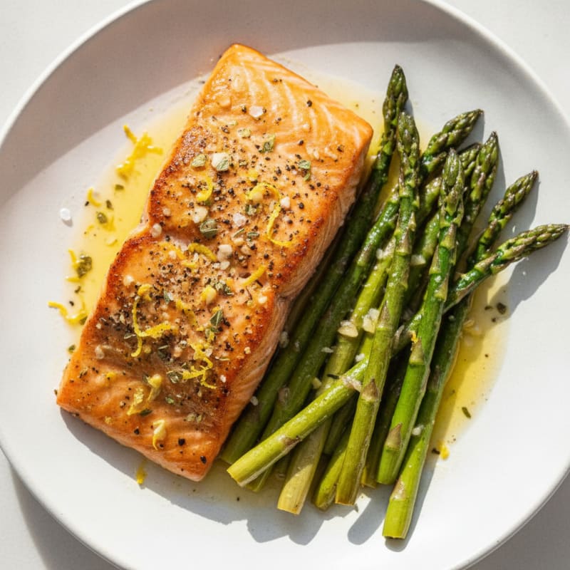 Lemon Herb Roasted Salmon with Asparagus