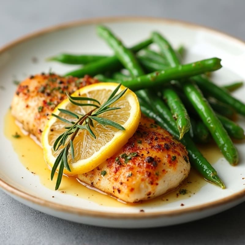 Lemon Herb Roasted Chicken with Crispy Green Beans