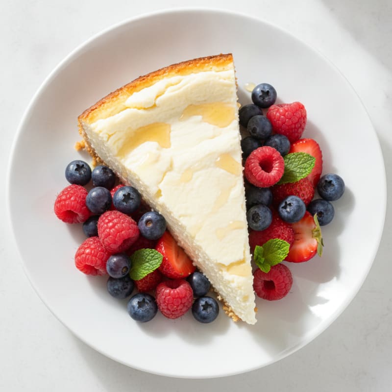 Greek Yogurt Protein Cheesecake with Fresh Berries