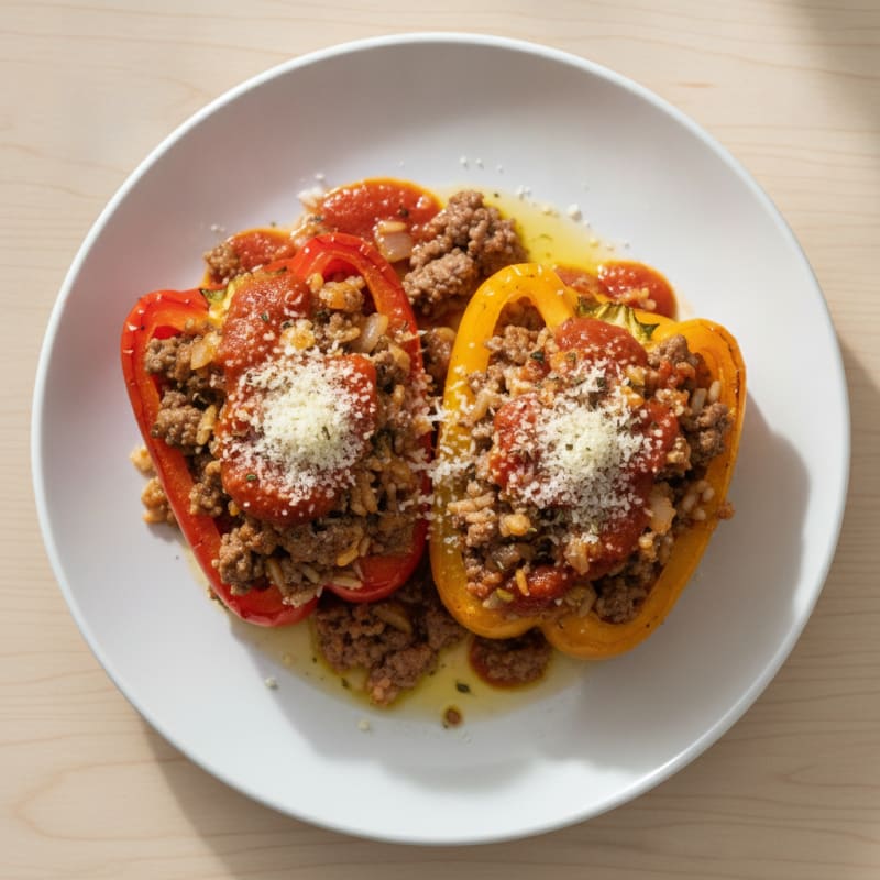 Ground Beef and Rice Stuffed Peppers