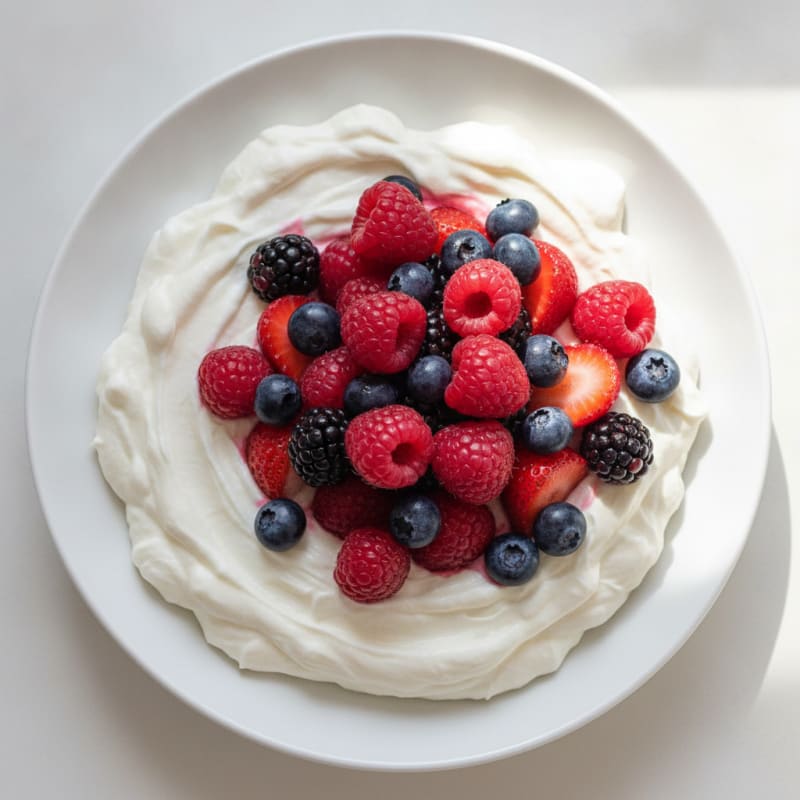 Silky Greek Yogurt Protein Pudding with Mixed Berries