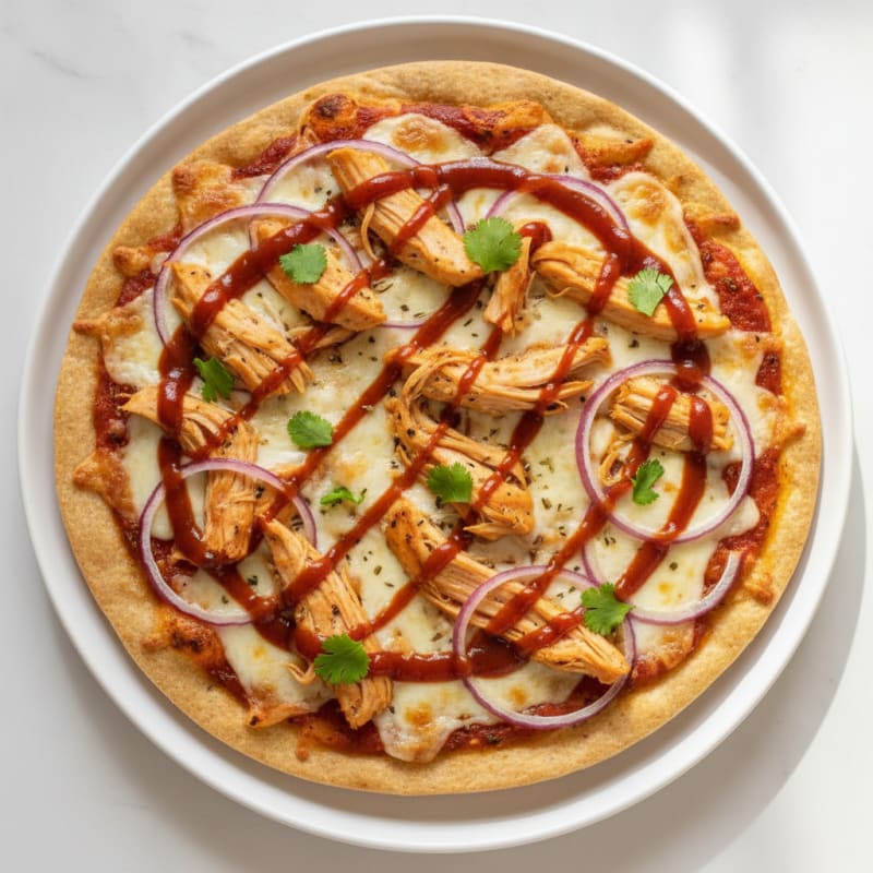 High-Protein BBQ Chicken Pizza with Red Onion