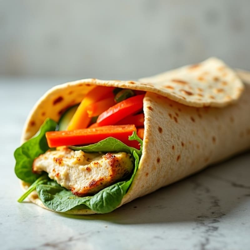 Fresh Rainbow Veggie Wrap with Creamy Hummus