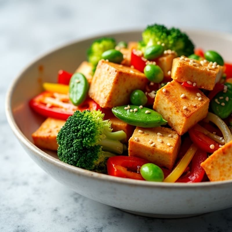 Crispy Sesame Tofu and Vegetable Stir-Fry