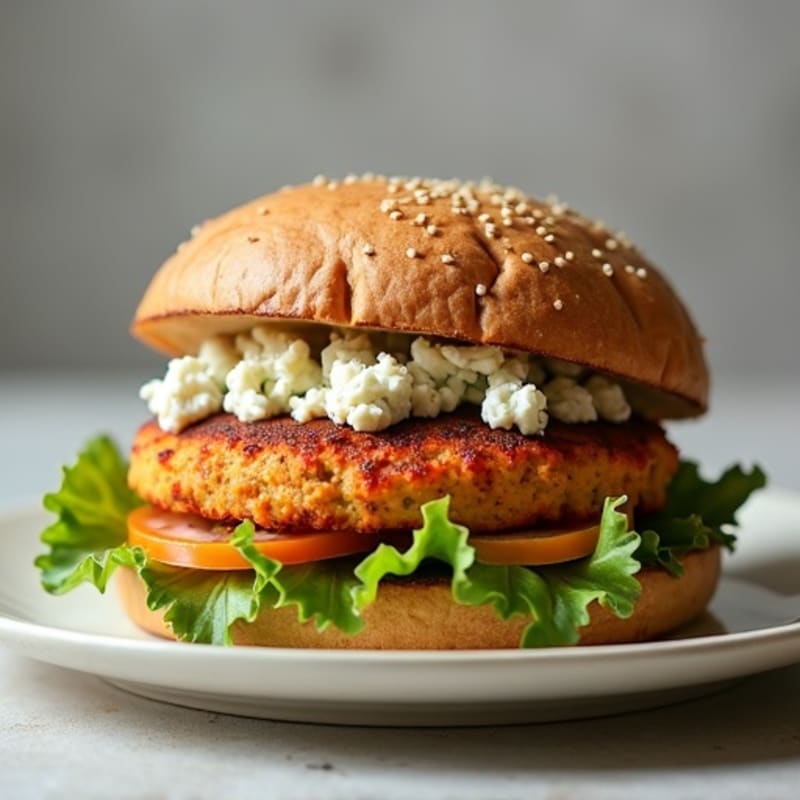Lean Buffalo-Spiced Turkey Burgers with Crumbled Blue Cheese