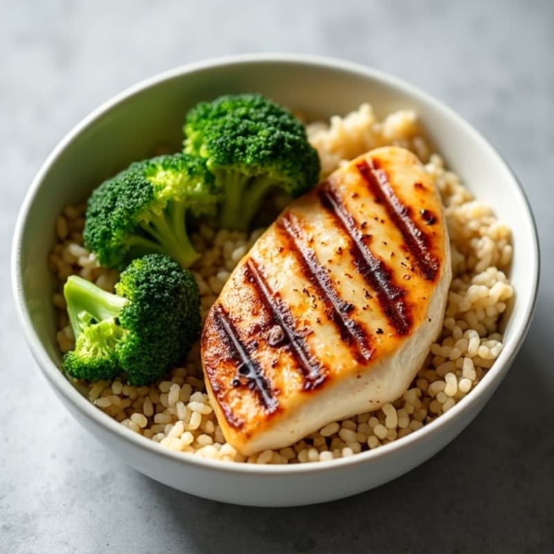Grilled Chicken Rice Bowl with Roasted Broccoli