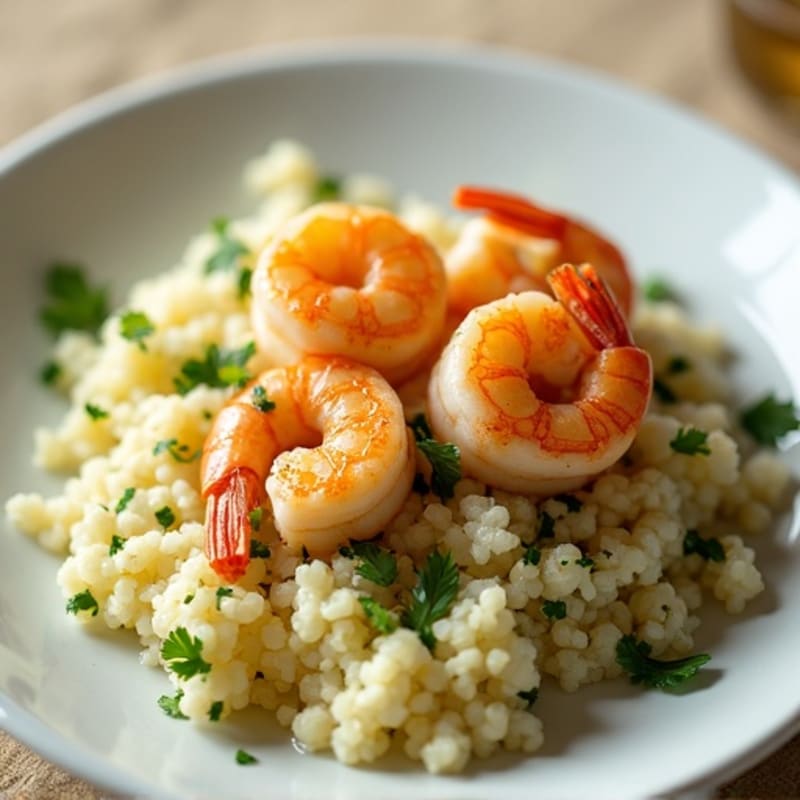 Garlic-Lemon Pan Seared Shrimp with Herb Cauliflower Rice