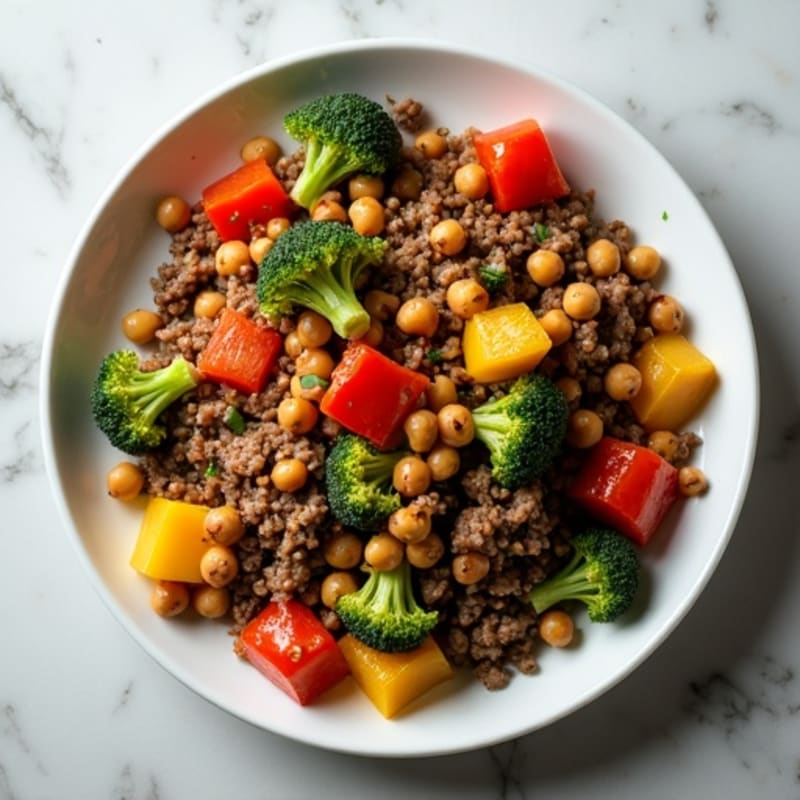 Herb-Seasoned Lean Ground Beef Skillet with Roasted Vegetables