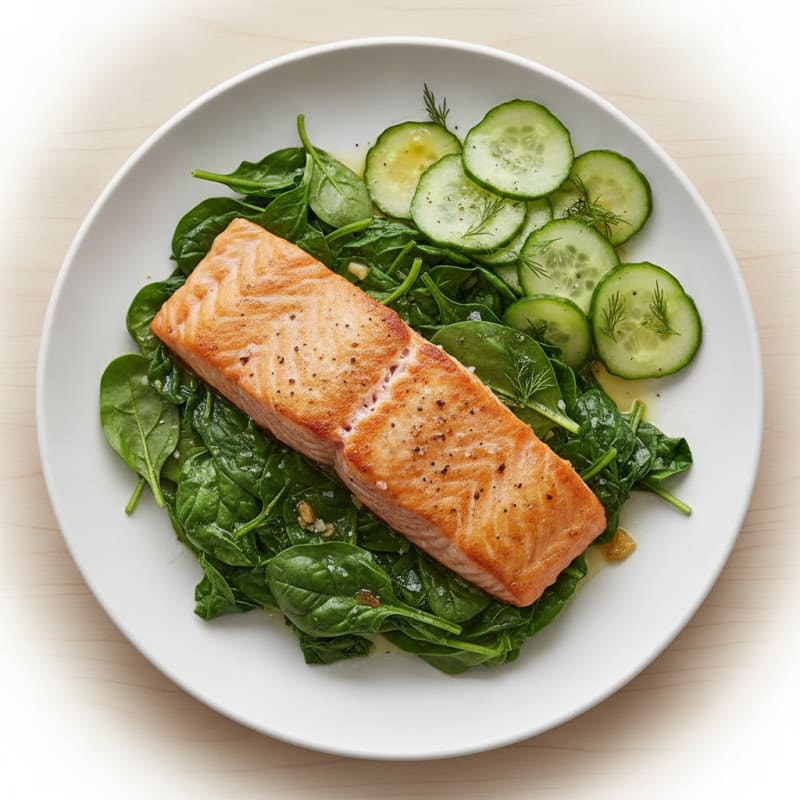 Pan-Seared Salmon with Lemon-Dill Spinach