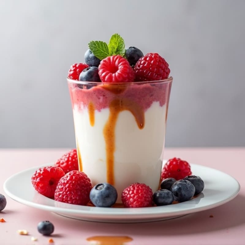 Greek Yogurt Protein Parfait with Mixed Berries and Almond Butter