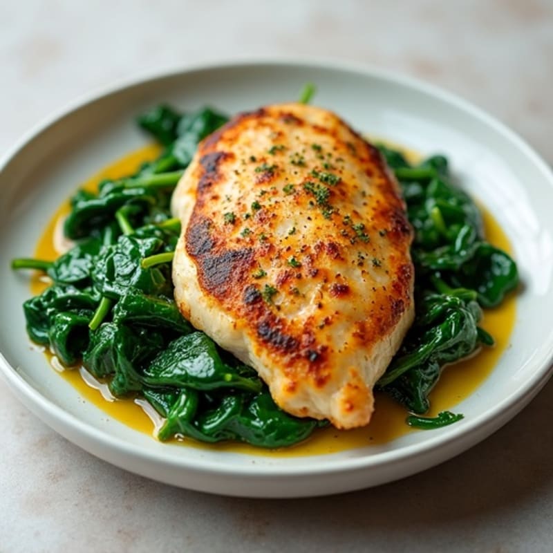 Pan-Seared Chicken with Garlicky Wilted Spinach