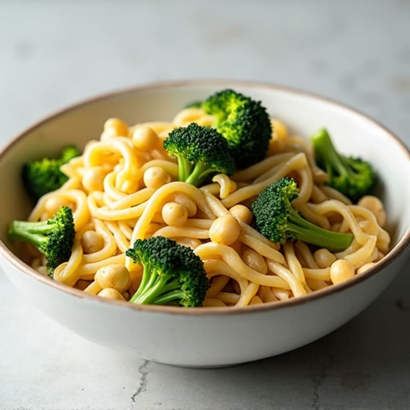 Creamy Cashew Alfredo Whole Wheat Pasta with Roasted Broccoli