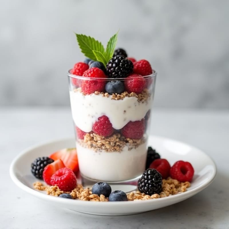Creamy Greek Yogurt Parfait with Mixed Berries and Chia Seeds