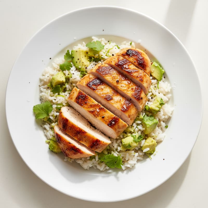 Pan-Seared Chicken with Avocado Rice