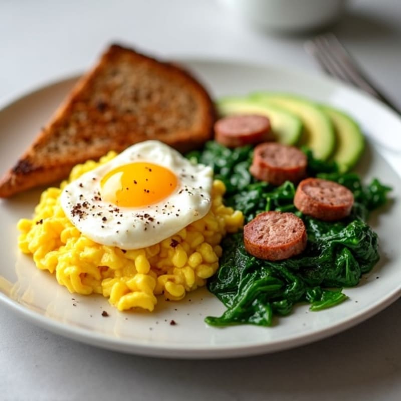Egg White and Turkey Sausage Scramble with Spinach