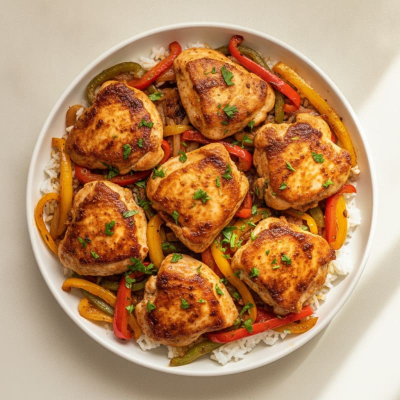 Cajun Chicken Thigh Skillet with Bell Peppers