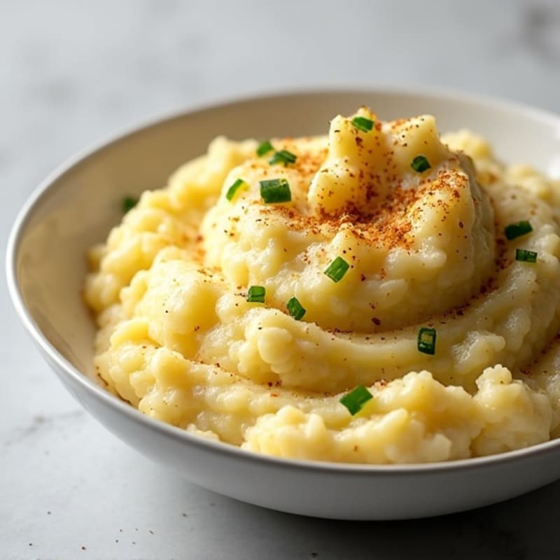 Creamy Cauliflower-Potato Mash with Roasted Garlic