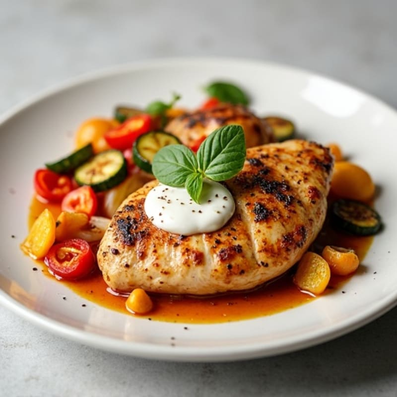 Creamy Spiced Chicken with Roasted Vegetables