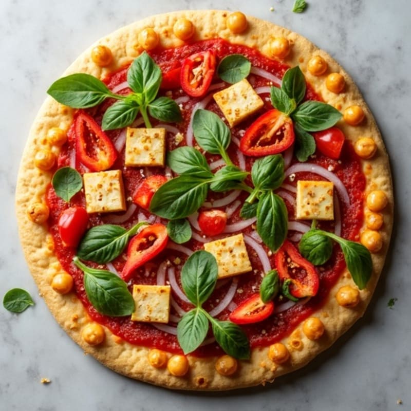 Crispy Chickpea Flour Pizza with Fresh Vegetables