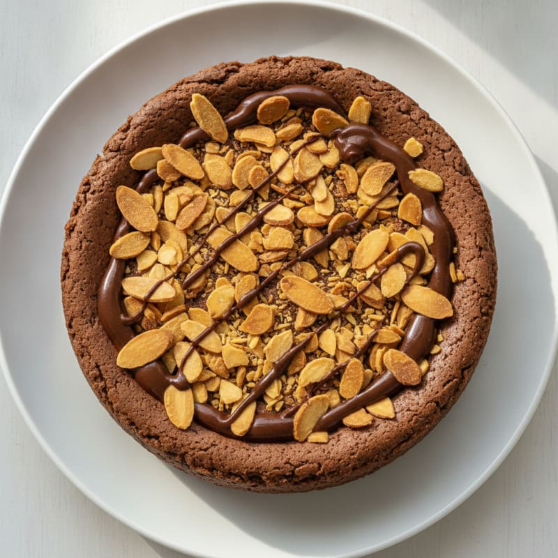Chocolate Protein Cheesecake with Crushed Almonds