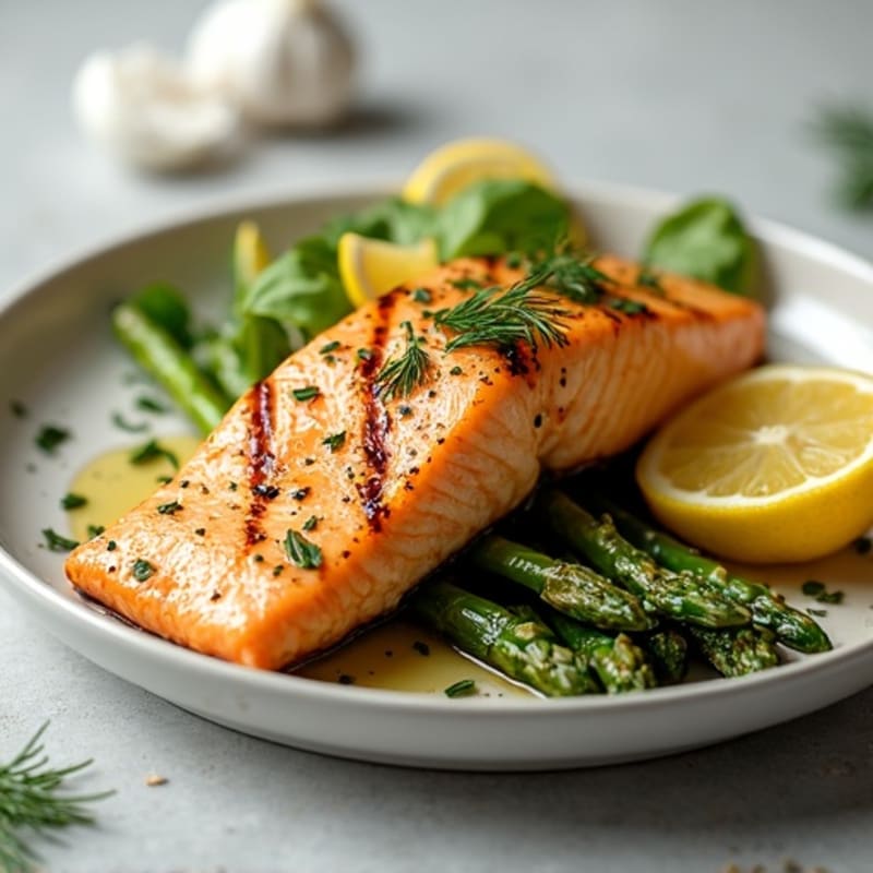 Lemon Herb Grilled Salmon with Roasted Asparagus
