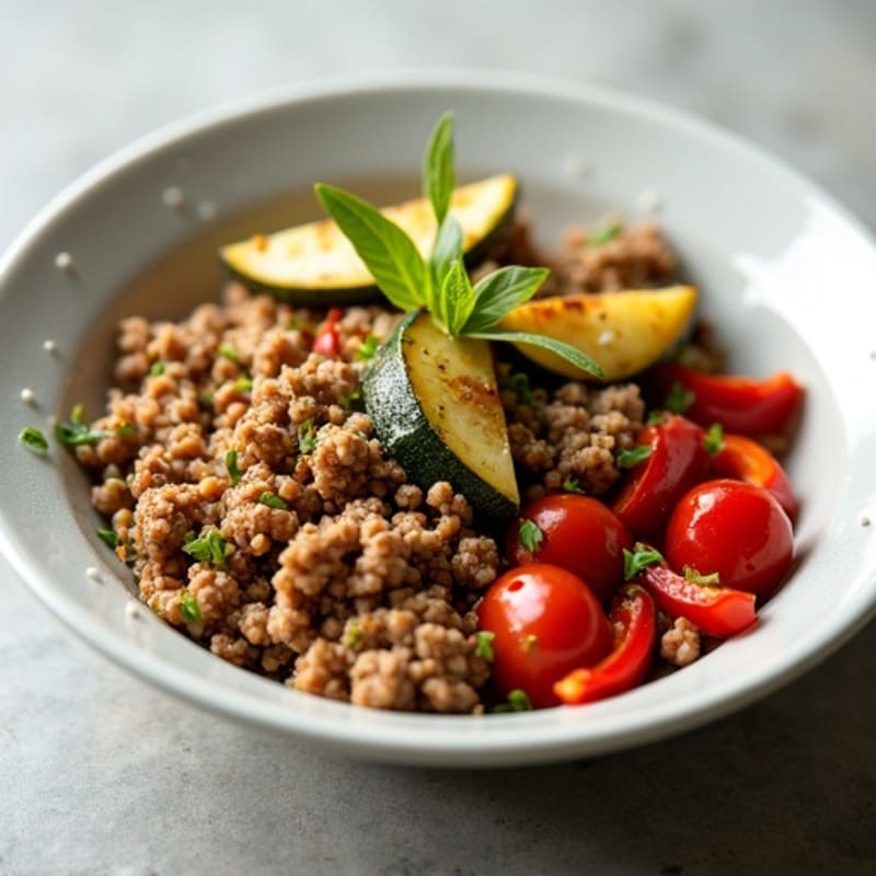 Lean Ground Turkey and Roasted Vegetable Bowl