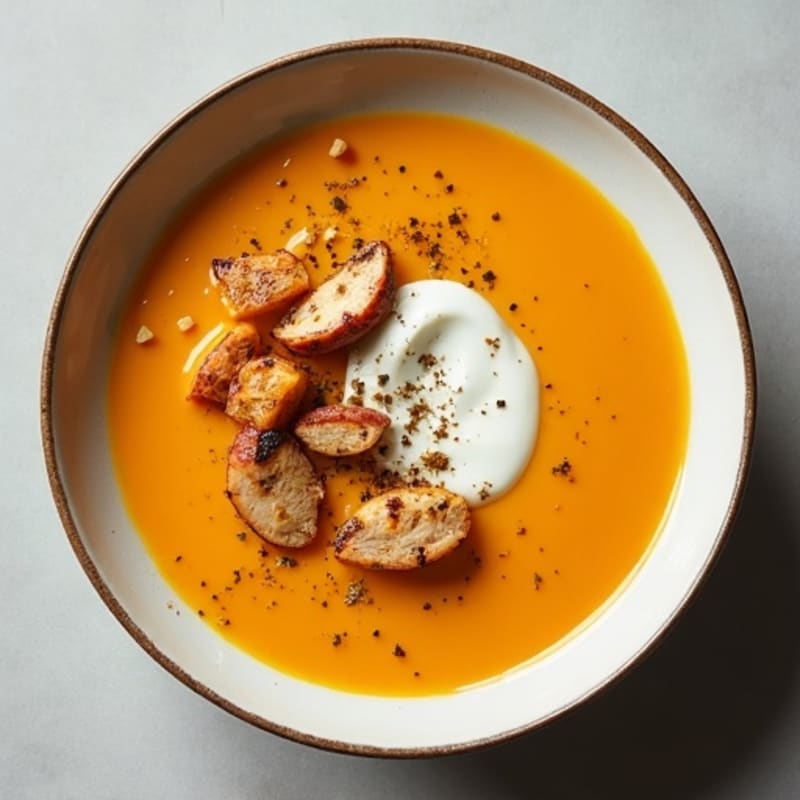 Creamy Roasted Butternut Squash Soup with Chicken