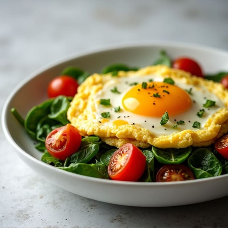 Cottage Cheese Egg Scramble with Spinach and Tomatoes