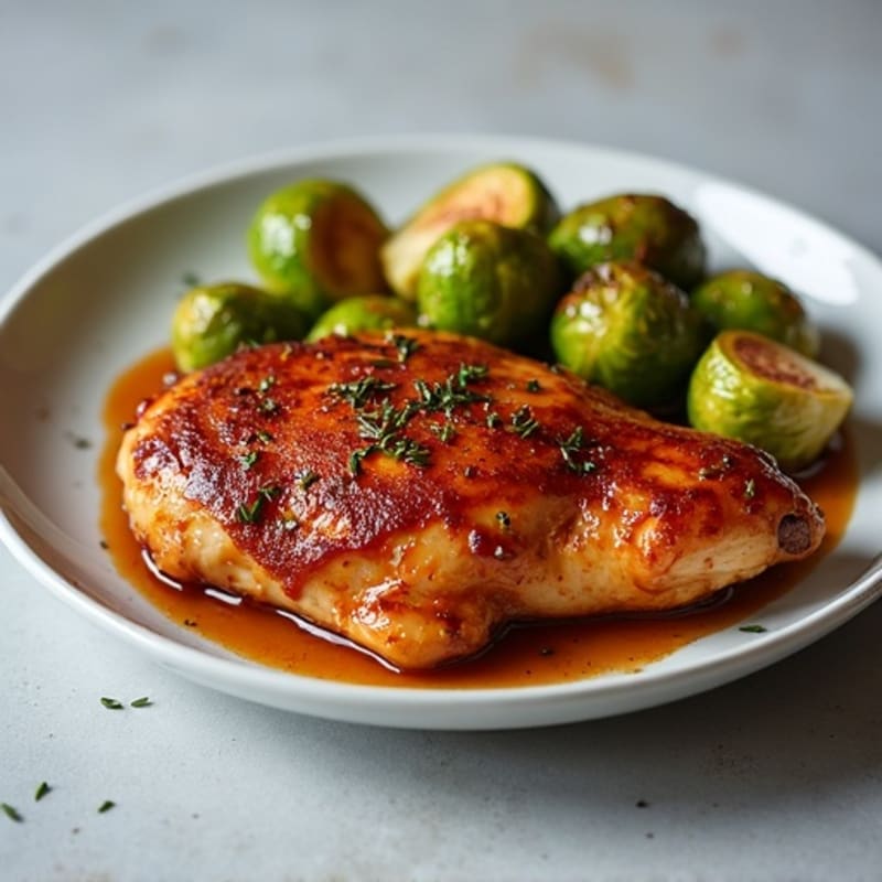 Sticky Date-Glazed Chicken with Crispy Roasted Brussels Sprouts