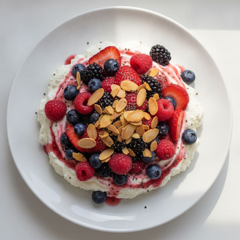 Greek Yogurt Protein Mousse with Mixed Berries
