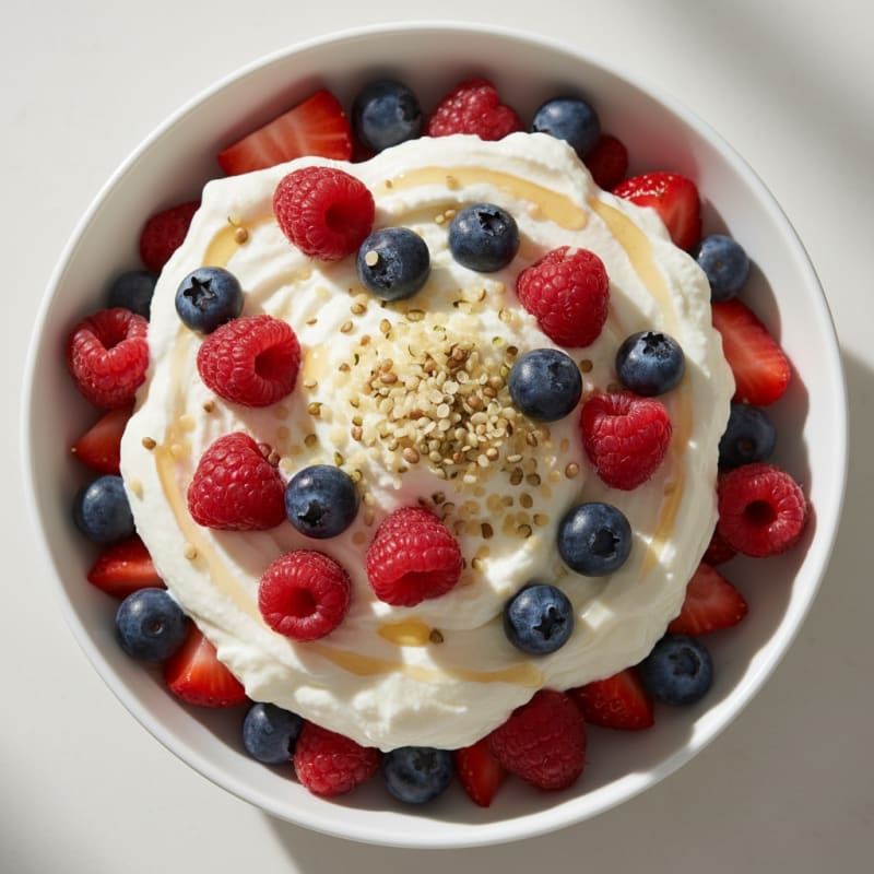 Vanilla Greek Yogurt Protein Parfait with Mixed Berries