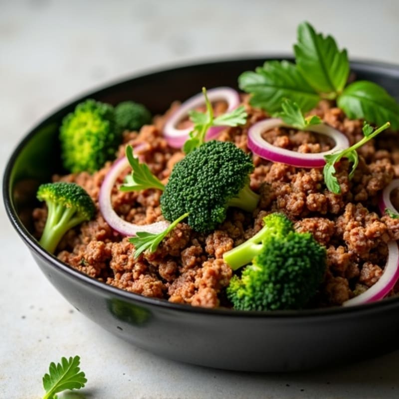 Savory Ground Beef and Crispy Broccoli Skillet