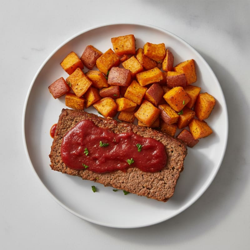 Classic Meatloaf with Roasted Sweet Potatoes