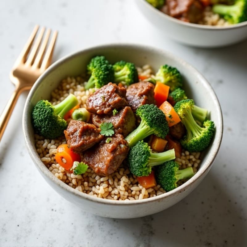 Ginger-Garlic Beef and Broccoli Rice Bowl