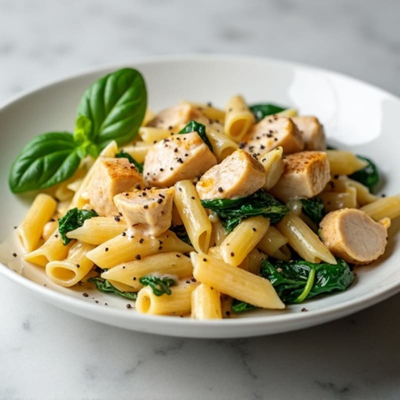 Creamy Lemon Garlic Chicken Pasta with Fresh Spinach