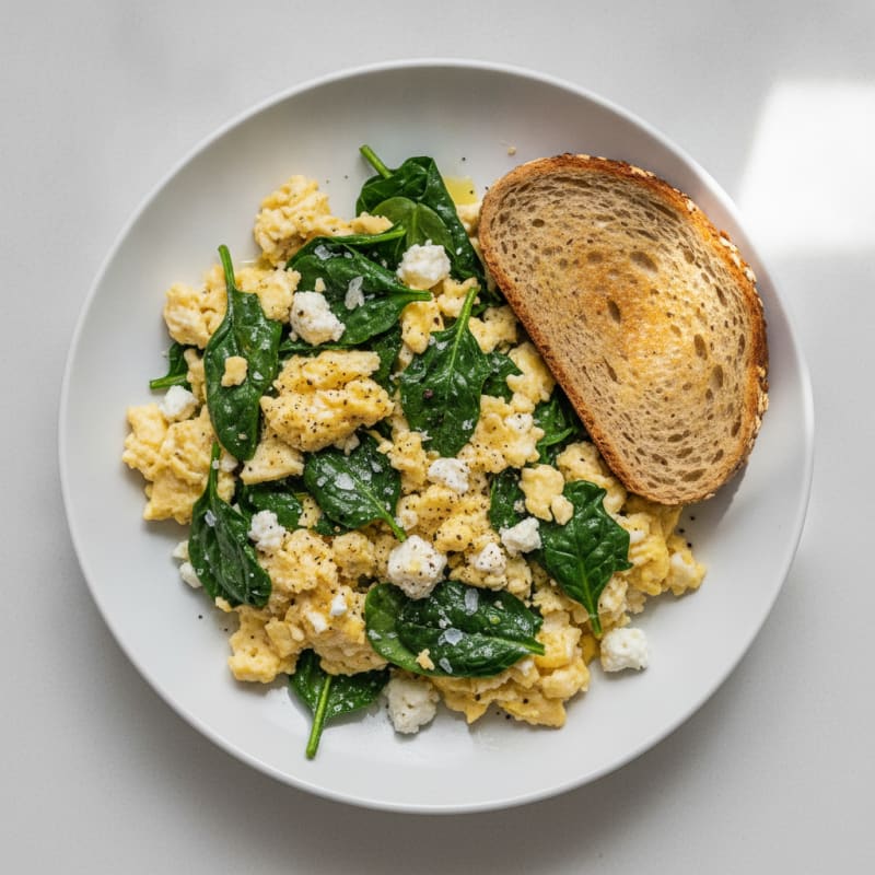 Scrambled Eggs with Spinach and Feta