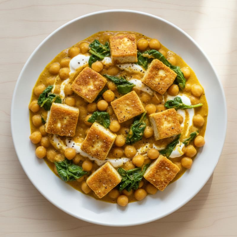 Baked Tofu and Chickpea Curry