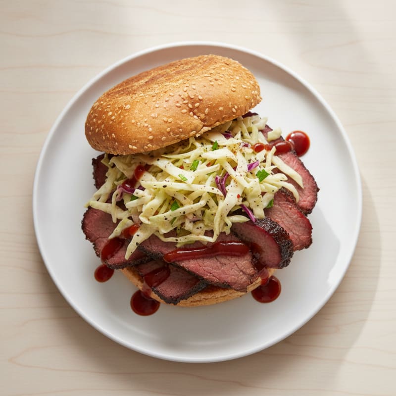 Smoky Brisket Sandwich with Tangy Slaw
