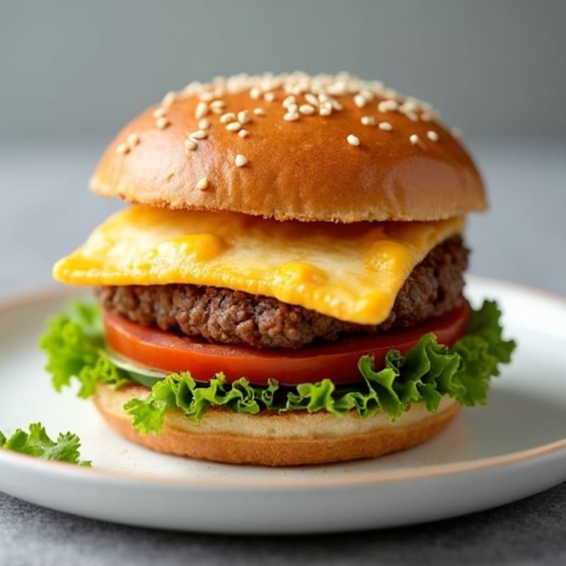 Pan-Seared Lean Beef Burger with Crispy Mozzarella