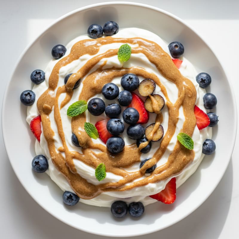 Greek Yogurt Protein Parfait with Almond Butter and Berries