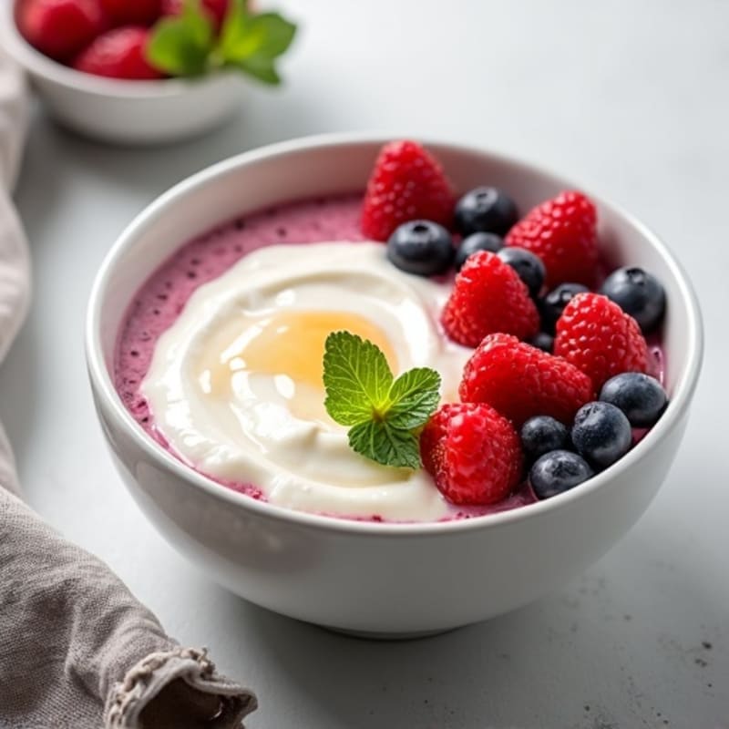 Silky Protein Yogurt Bowl with Mixed Berries