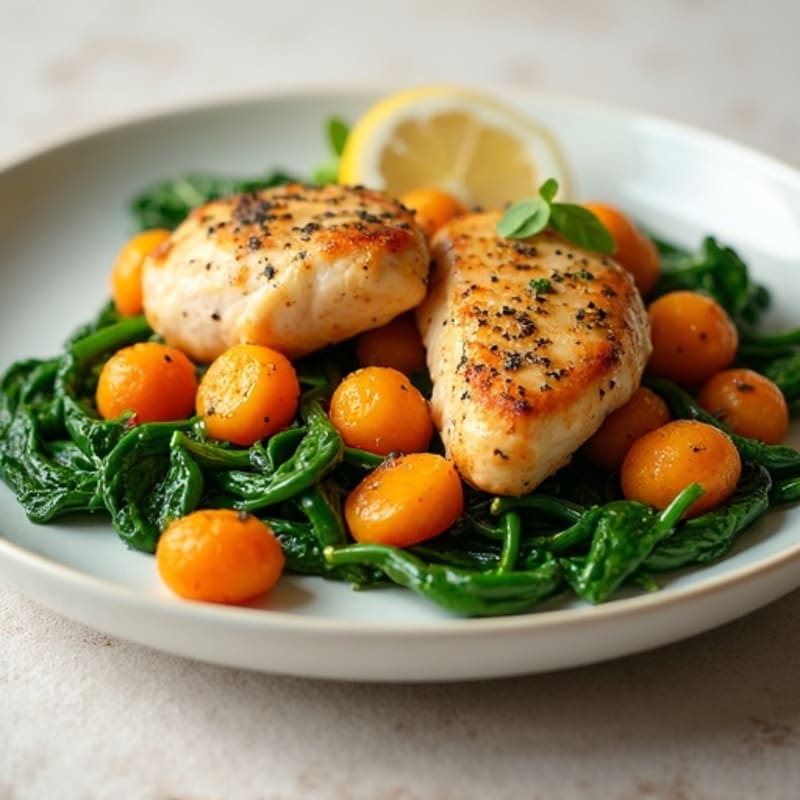 Sweet Potato Gnocchi with Lemon-Garlic Chicken and Sautéed Spinach