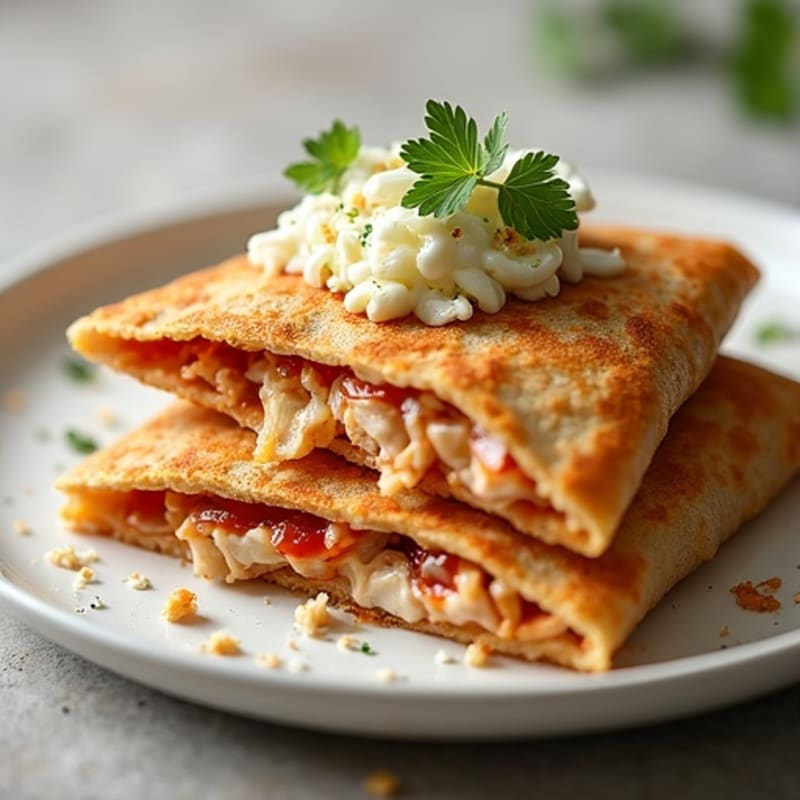 Crispy BBQ Chicken Quesadilla with Creamy Slaw