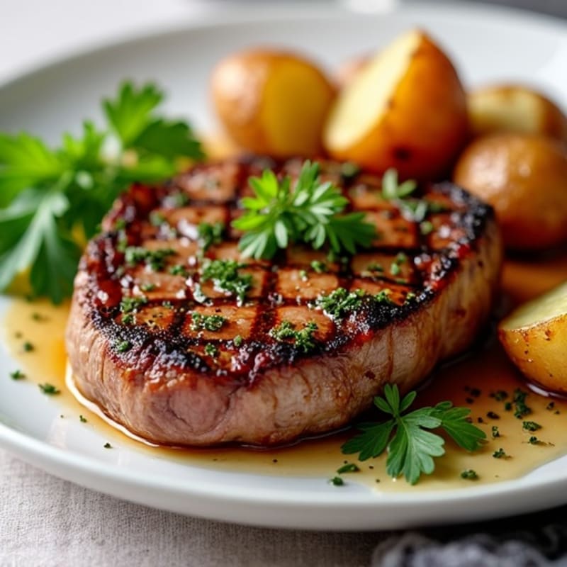 Tender Garlic Herb Steak with Crispy Roasted Potatoes