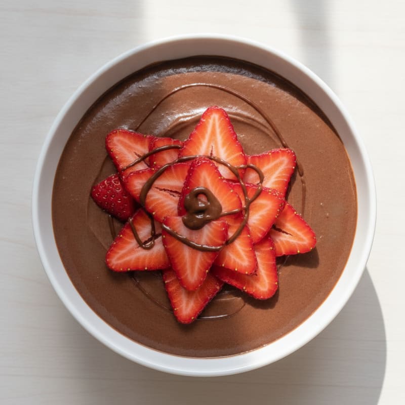 Silky Chocolate Protein Pudding with Fresh Strawberries