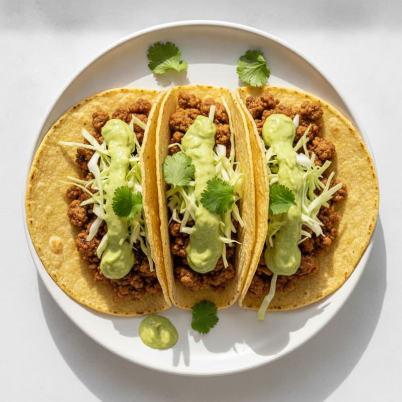 Ground Turkey Tacos with Avocado Crema