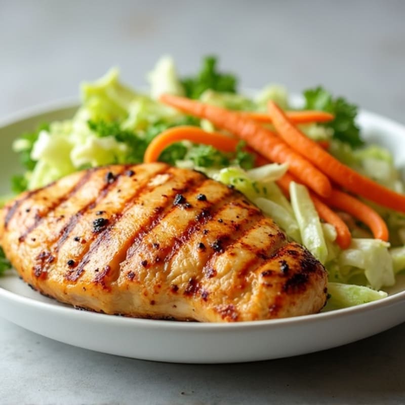Grilled Chicken Breast with Crunchy Cabbage Slaw
