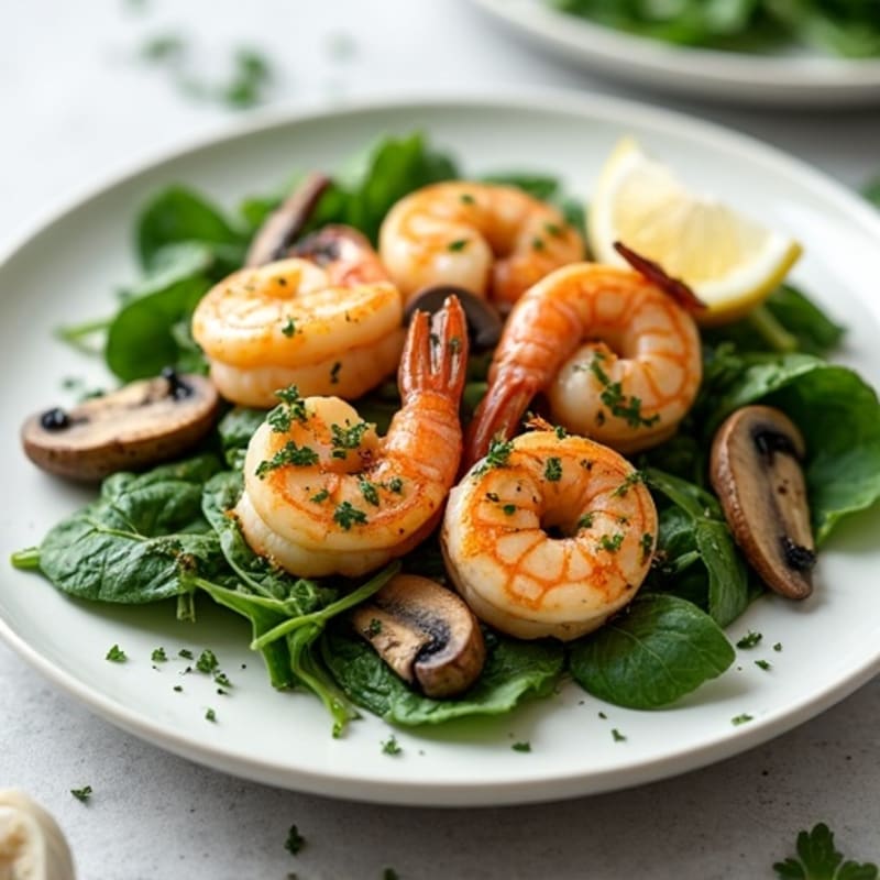 Garlic Herb Shrimp and Mushroom Sauté with Fresh Greens
