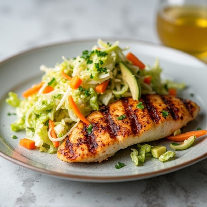 Grilled Chicken Breast with Crunchy Cabbage Slaw